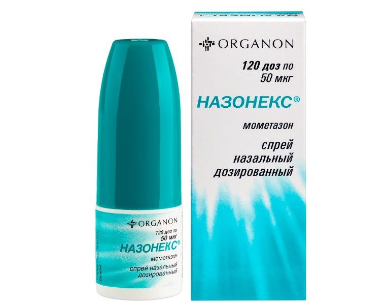 Назонекс, 50 мкг/доза, 120 доз, спрей назальный дозированный, 18 г, 1 шт.