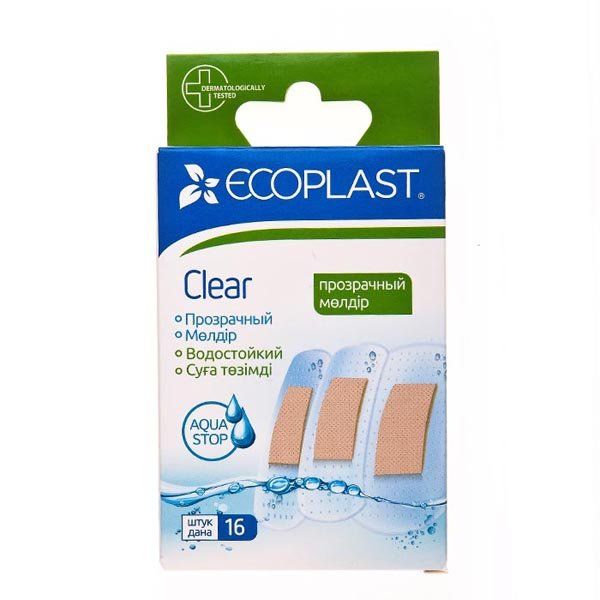 фото упаковки Ecoplast Набор пластырей полимерных Clear, пластырь, прозрачные, 16 шт. фото упаковки Ecoplast Набор пластырей полимерных Clear