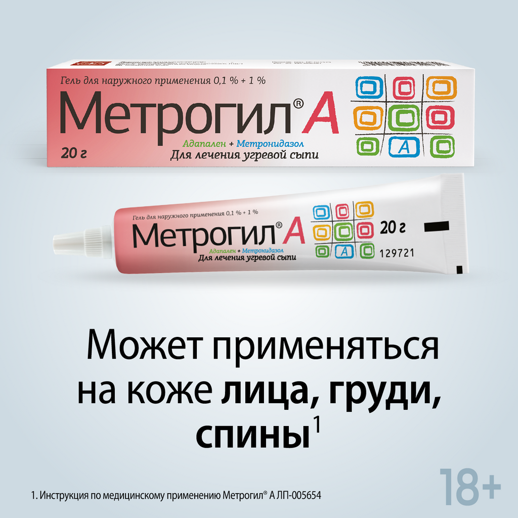 Метрогил А, 0,1% +1%, гель для наружного применения, 20 г, 1 шт.