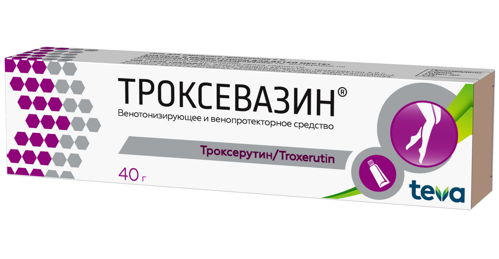 Троксевазин, 2%, гель для наружного применения, 40 г, 1 шт.