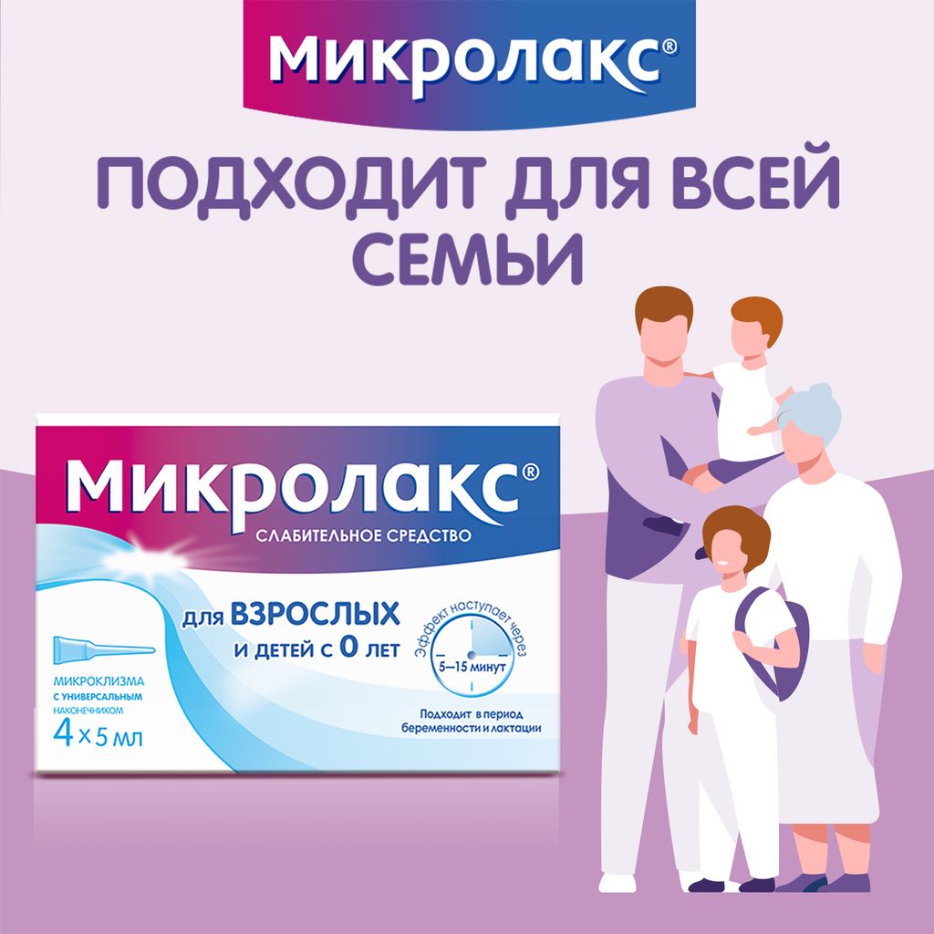 Микролакс, раствор для ректального введения, 5 мл, 4 шт.