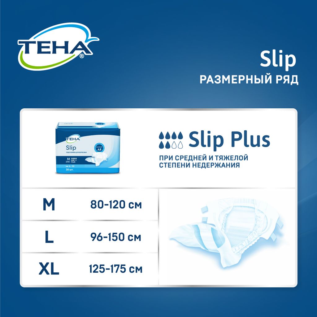 Подгузники для взрослых Тена Slip Plus, Large L (3), 30 шт.