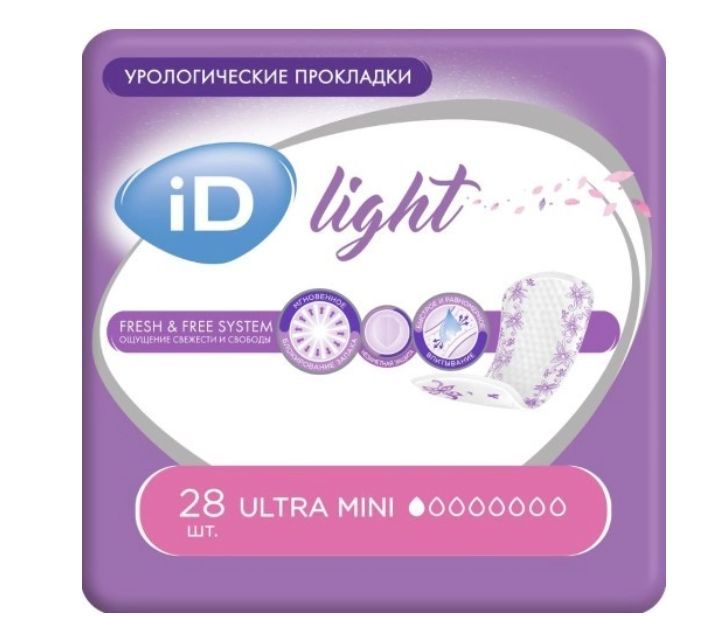 iD light ultra mini прокладки урологические, прокладки урологические, 1 капля, 28 шт.