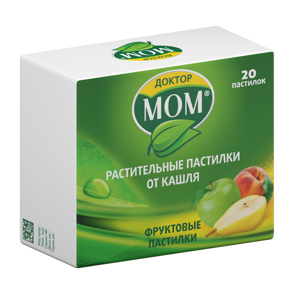 Доктор МОМ растительные пастилки от кашля, пастилки, фруктовые, 20 шт.