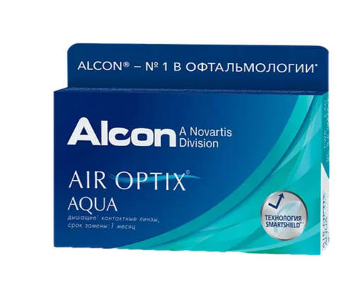 Alcon Air Optix aqua контактные линзы плановой замены, BC=8.6 d=14.2, D(-6.50), 3 шт.