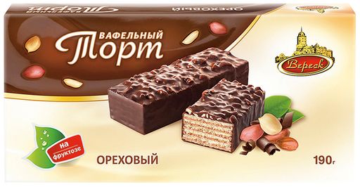 Торт вафельный Ореховый на фруктозе, торт вафельный, 190 г, 1 шт.