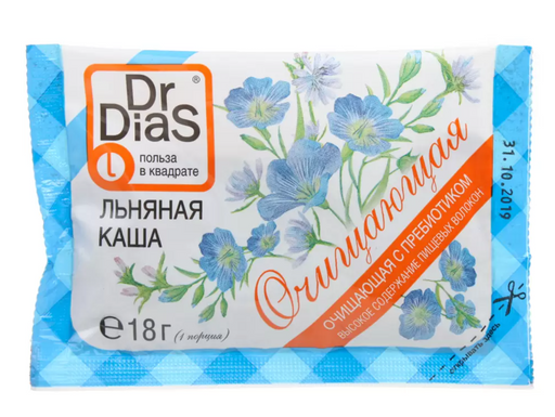 Dr.DiaS Каша льняная, каша, Очищающая с пребиотиком инулином, 18 г, 1 шт.