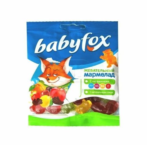 Babyfox мармелад жевательный с соком ягод и фруктов, мармелад жевательный, 30 г, 1 шт.