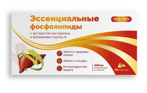 Эссенциальные фосфолипиды BioForte, капсулы, с экстрактом расторопши и витаминами группы B, 30 шт.