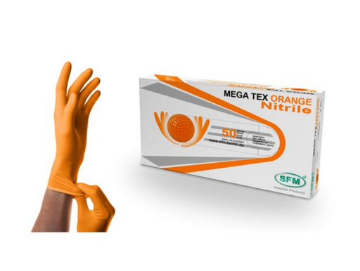 SFM Nitrile Mega Tex Перчатки нитриловые текстурированные, M, перчатки неопудренные нестерильные, 50 шт.