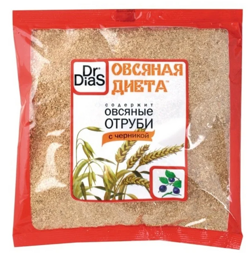 Dr.DiaS Отруби овсяные, черника, 200 г, 1 шт.