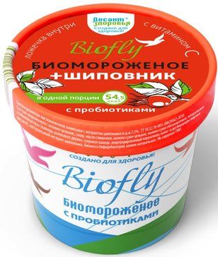 Биомороженое BIOfly Шиповник, мдж 3%, мороженое, с пробиотиками, 45 г, 1 шт.