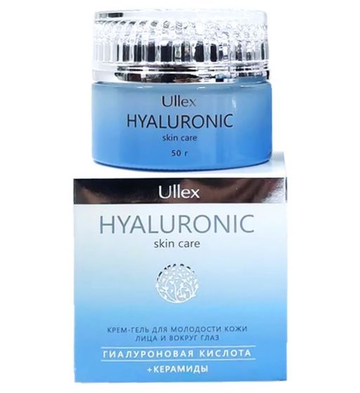 Ullex Hyaluronic Acid Крем-гель для молодости кожи, крем-гель для лица и области вокруг глаз, с керамидами, 50 мл, 1 шт.