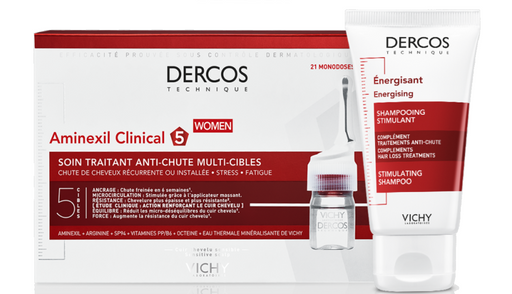 Vichy Dercos Набор против перхоти Aminexil Intensiv 5, набор, Средство для женщин амп 21 шт+Шампунь Energy+ 50 мл, 1 шт.