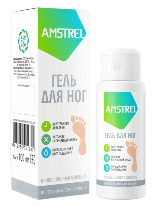 Amstrel Гель для ног от запаха и пота, гель, 100 мл, 1 шт.